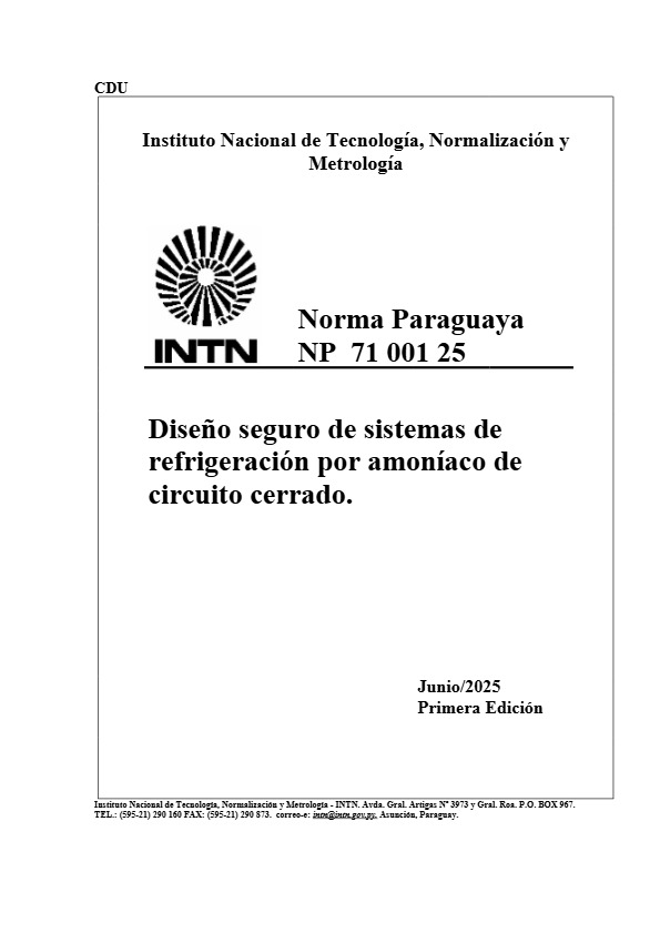 NP 71 001 25 - Diseño seguro de sistemas de refrigeración  por amoniaco de circuito cerrado